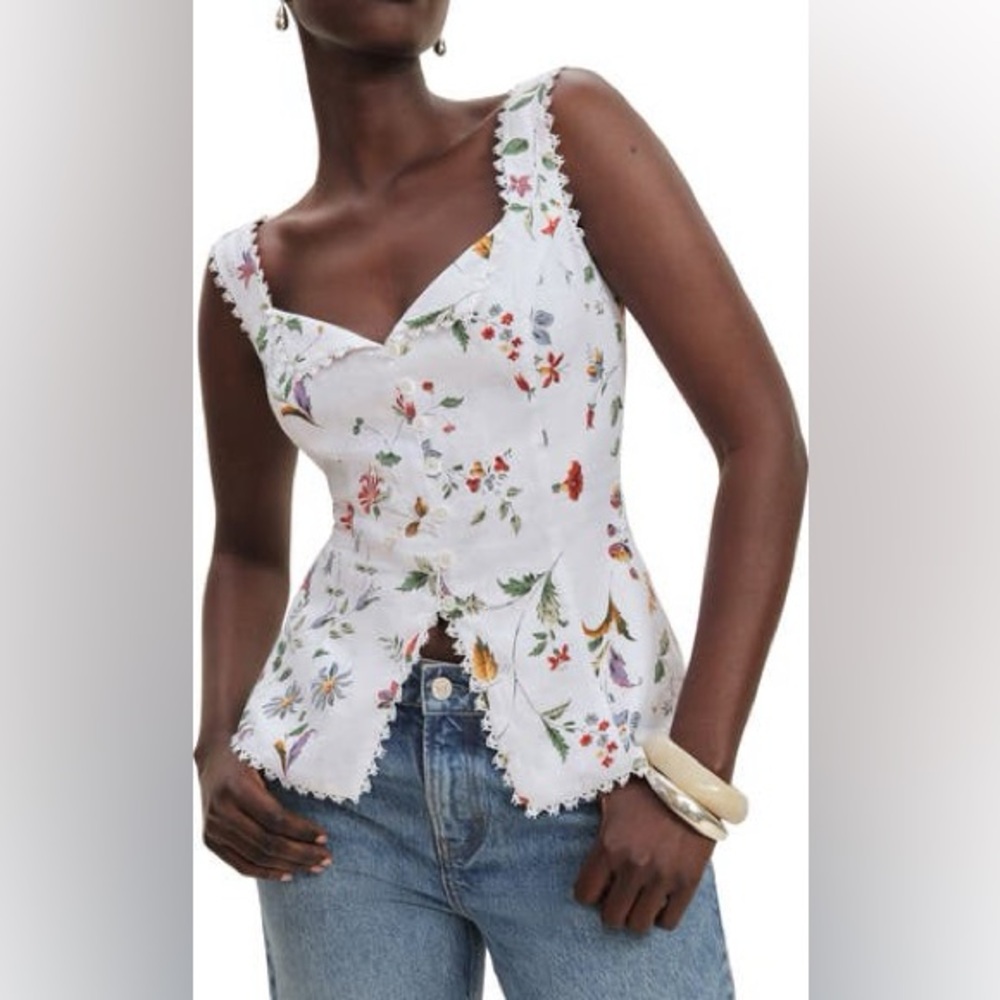 Reformation Viola Linen Top in Corsini